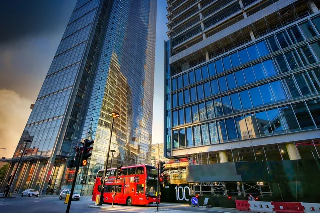 london, traffic, buildings, double-decker, double-decker bus, stoplights, skyscrapers, glass windows, high-rise, high-rise buildings, office buildings, architecture, modern architecture, urban, united kingdom, england, city, bus, facades, windows, mirroring, reflection. Business licences: where to find official help and best provider directories