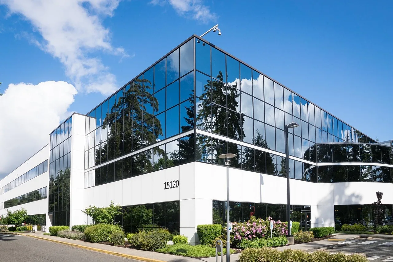 building, nature, glass, sky, blue, microsoft, company, reflection, perspective, wall, blue sky, seattle, blue business, blue building, blue wall, blue glass, blue company, blue glasses