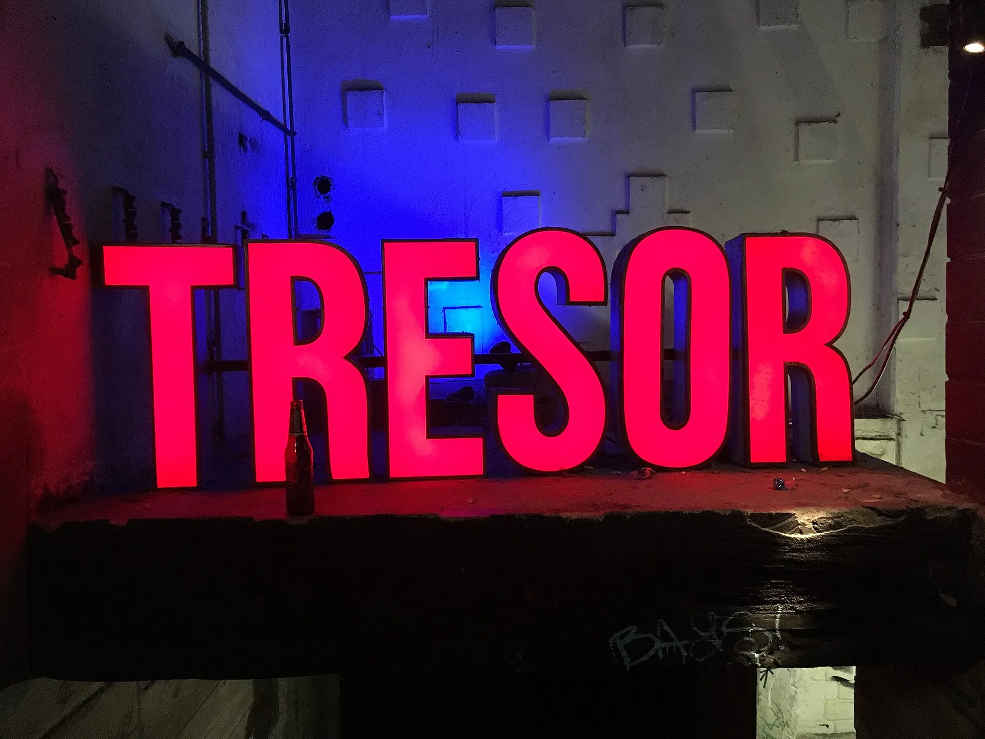 The neon sign at the entrance of the Tresor nightclub in Berlin in 2016.